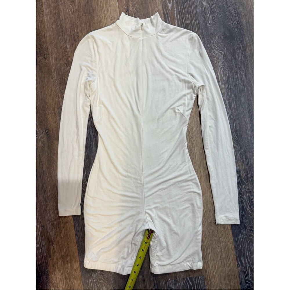 J Lux Label Cream Long Sleeve Mock Neck Romper